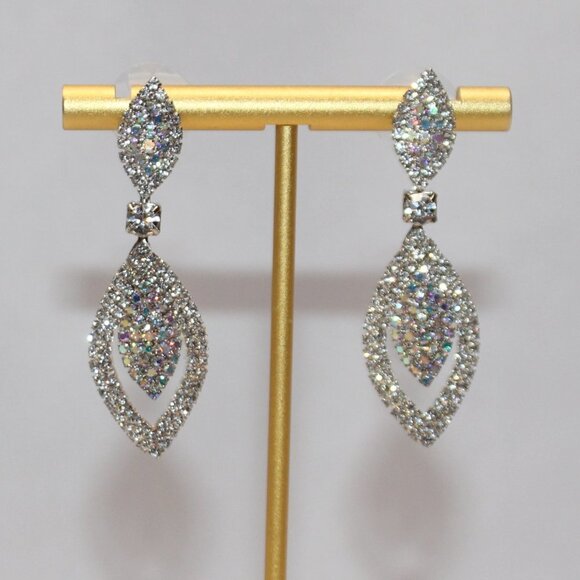 Not Branded Jewelry - Aurora Borealis and Clear Crystal Dangle Pierced Earrings